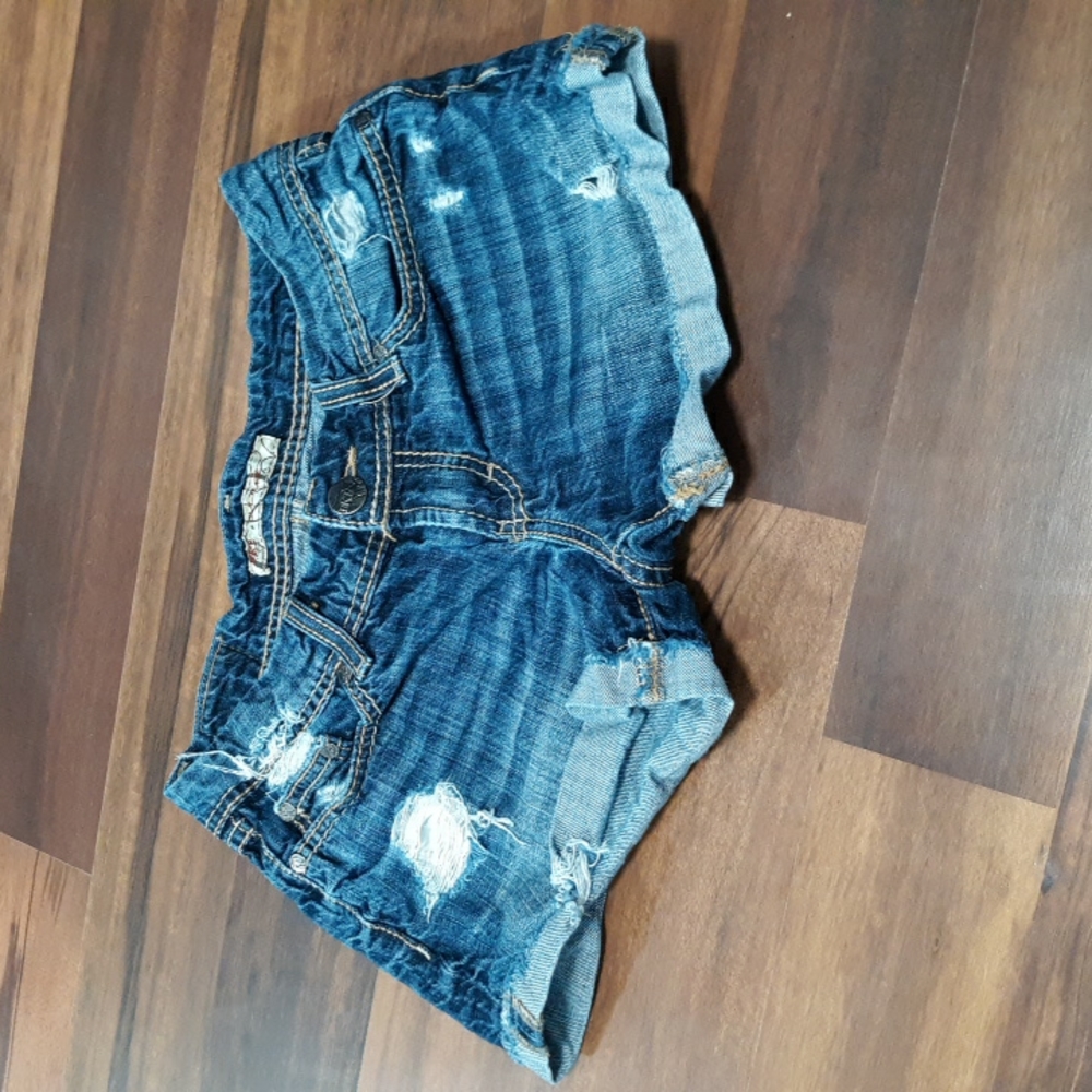 BKE Distressed Dark Blue Denim Jean Shorts